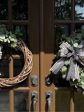 Decorative Eucalyptus Wreath with Black & White Bow - Home Holiday